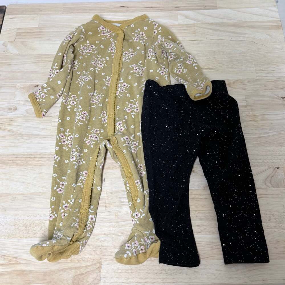 Little Planet by Carter's Organic Floral Footed Sleeper and Glitter Leggings Set